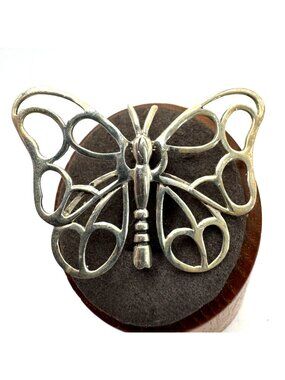 VTG Solid Sterling Silver 925 Filigree Butterfly Brooch Size 2" Length